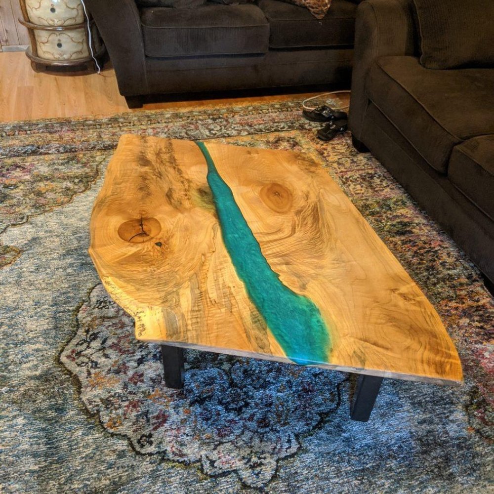 Hand made coffee table with agates